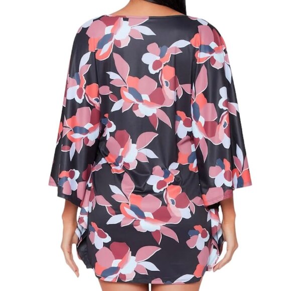 BAR III Floral Caftan Women's Swimwear Cover-Up Size XS Batwing Sleeve - Picture 2 of 6